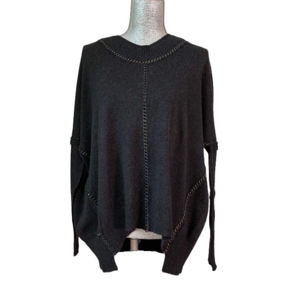 ALL SAINTS Spitalfields Sweater with Metal Chain Detail in Charcoal Size LARGE